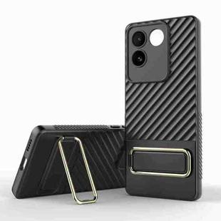 For vivo S17e Wavy Textured Phone Case(Black + Gold)