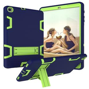 For Samsung Galaxy Tab A 10.1 (2019) T510 Shockproof PC + Silicone Protective Case，with Holder(Navy Blue Yellow Green)