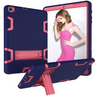 For Samsung Galaxy Tab A 10.1 (2019) T510 Shockproof PC + Silicone Protective Case，with Holder(Navy Blue Rose)