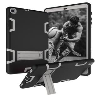 For Samsung Galaxy Tab A 10.1 (2019) T510 Shockproof PC + Silicone Protective Case，with Holder(Black Gray)