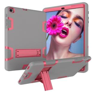 For Samsung Galaxy Tab A 10.1 (2019) T510 Shockproof PC + Silicone Protective Case，with Holder(Gray Rose)