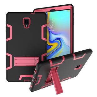 For Samsung Galaxy Tab A 10.5 T590 Shockproof PC + Silicone Protective Case，with Holder(Black Rose)