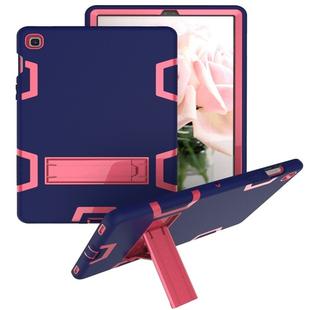 For Samsung Galaxy Tab S5e T720 Shockproof PC + Silicone Protective Case，with Holder(Navy Blue Rose)