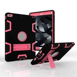 For iPad Air Shockproof PC + Silicone Protective Case，with Holder(Black Rose)