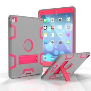 For iPad 9.7(2017) Shockproof PC + Silicone Protective Case，with Holder(Gray Rose)