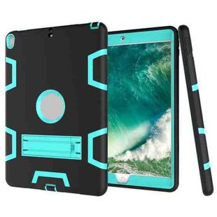For iPad Pro 10.5 inch (2017) Shockproof PC + Silicone Protective Case，with Holder(Black Mint Green)