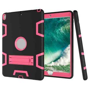 For iPad Pro 10.5 inch (2017) Shockproof PC + Silicone Protective Case，with Holder(Black Rose)