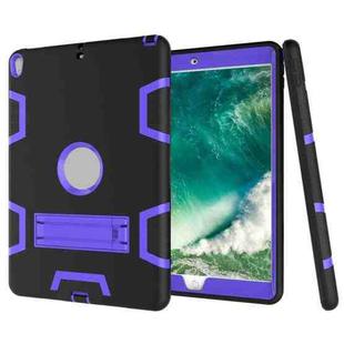 For iPad Pro 10.5 inch (2017) Shockproof PC + Silicone Protective Case，with Holder(Black Purple)