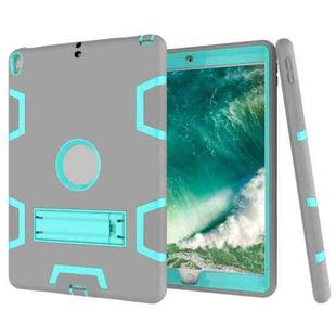 For iPad Pro 10.5 inch (2017) Shockproof PC + Silicone Protective Case，with Holder(Gray Mint Green)
