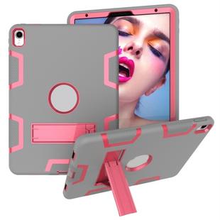 For iPad Pro 11 (2018) Shockproof PC + Silicone Protective Case，with Holder(Gray Rose)