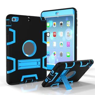 For iPad Mini 3 / 2 / 1 Shockproof PC + Silicone Protective Case，with Holder(Black Blue)