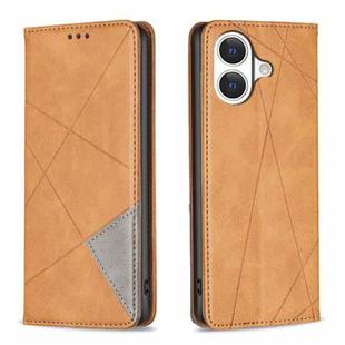 For iPhone 17 Rhombus Texture Magnetic Leather Phone Case(Yellow)