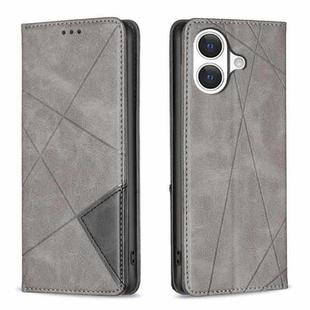 For iPhone 17 Rhombus Texture Magnetic Leather Phone Case(Grey)