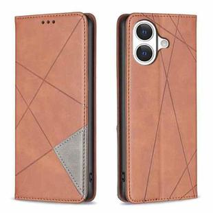 For iPhone 17 Rhombus Texture Magnetic Leather Phone Case(Brown)