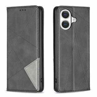 For iPhone 17 Rhombus Texture Magnetic Leather Phone Case(Black)