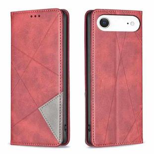 For iPhone 17 Air Rhombus Texture Magnetic Leather Phone Case(Red)