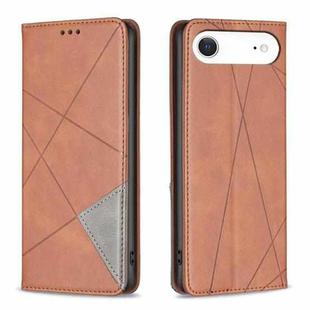 For iPhone 17 Air Rhombus Texture Magnetic Leather Phone Case(Brown)