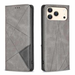 For iPhone 17 Pro Max Rhombus Texture Magnetic Leather Phone Case(Grey)