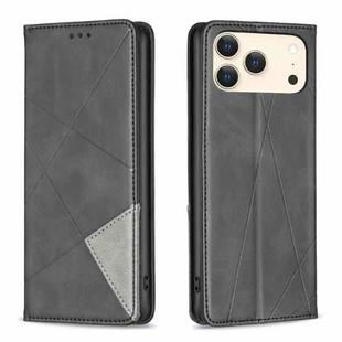 For iPhone 17 Pro Max Rhombus Texture Magnetic Leather Phone Case(Black)