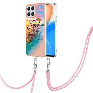 For Honor X8 4G Electroplating IMD TPU Phone Case with Lanyard(Dream Butterfly)