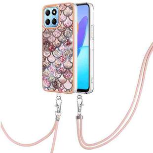 For Honor X8 5G / X6 4G Electroplating IMD TPU Phone Case with Lanyard(Pink Scales)