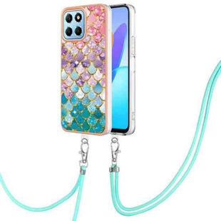 For Honor X8 5G / X6 4G Electroplating IMD TPU Phone Case with Lanyard(Colorful Scales)