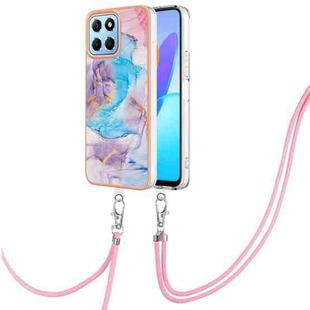 For Honor X8 5G / X6 4G Electroplating IMD TPU Phone Case with Lanyard(Blue Marble)