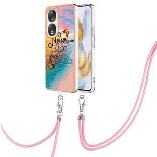 For Honor 90 5G Electroplating IMD TPU Phone Case with Lanyard(Dream Butterfly)