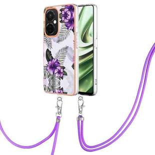 For OnePlus Nord CE 3 Lite/Nord N30/OPP0 K11x Electroplating IMD TPU Phone Case with Lanyard(Purple Flower)