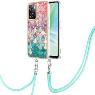 For OnePlus Nord N300 Electroplating IMD TPU Phone Case with Lanyard(Colorful Scales)