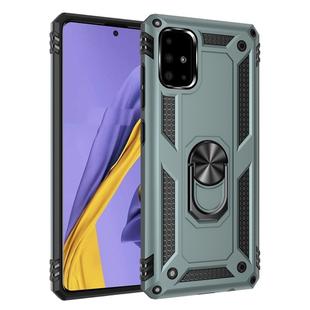 For Samsung Galaxy A51 5G Shockproof TPU + PC Protective Case with 360 Degree Rotating Holder(Dark Green)