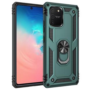 For Samsung Galaxy S10 Lite / M80s / A91 Shockproof TPU + PC Protective Case with 360 Degree Rotating Holder(Dark Green)