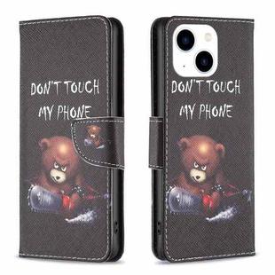 For iPhone 15 Colored Drawing Pattern Leather Phone Case(Bear)