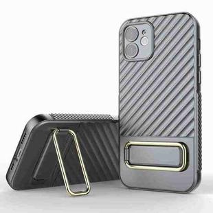 For iPhone 12 Wavy Textured Phone Case(Grey)