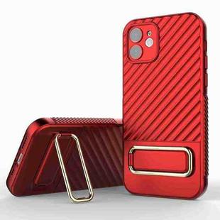 For iPhone 12 Wavy Textured Phone Case(Red)