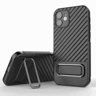 For iPhone 12 Wavy Textured Phone Case(Black)