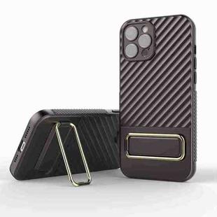 For iPhone 12 Pro Wavy Textured Phone Case(Brown)
