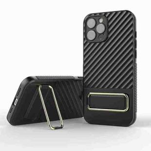 For iPhone 12 Pro Wavy Textured Phone Case(Black + Gold)