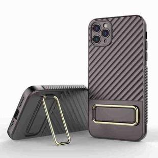 For iPhone 11 Pro Wavy Textured Phone Case(Brown)