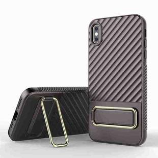 For iPhone XS / X Wavy Textured Phone Case(Brown)