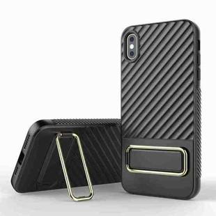 For iPhone XS / X Wavy Textured Phone Case(Black + Gold)