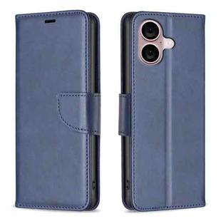 For iPhone 16 Lambskin Texture Pure Color Flip Leather Phone Case(Blue)