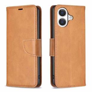 For iPhone 17 Lambskin Texture Pure Color Flip Leather Phone Case(Yellow)