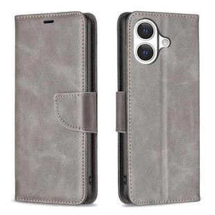 For iPhone 17 Lambskin Texture Pure Color Flip Leather Phone Case(Grey)