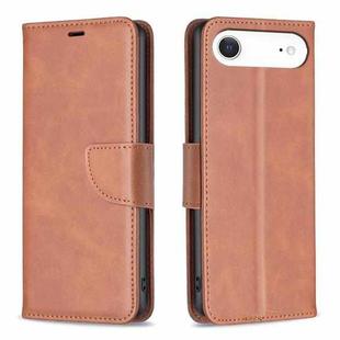 For iPhone 17 Air Lambskin Texture Pure Color Flip Leather Phone Case(Brown)