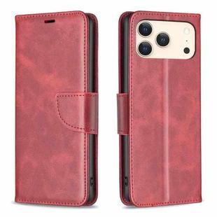 For iPhone 17 Pro Lambskin Texture Pure Color Flip Leather Phone Case(Red)