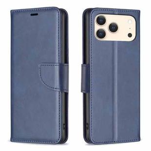 For iPhone 17 Pro Lambskin Texture Pure Color Flip Leather Phone Case(Blue)