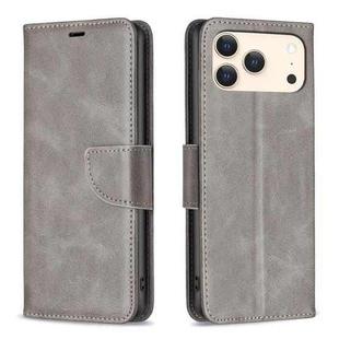 For iPhone 17 Pro Lambskin Texture Pure Color Flip Leather Phone Case(Grey)