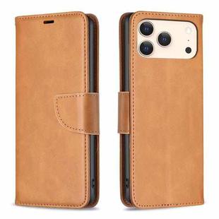 For iPhone 17 Pro Max Lambskin Texture Pure Color Flip Leather Phone Case(Yellow)