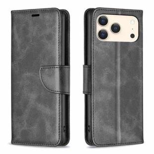 For iPhone 17 Pro Max Lambskin Texture Pure Color Flip Leather Phone Case(Black)